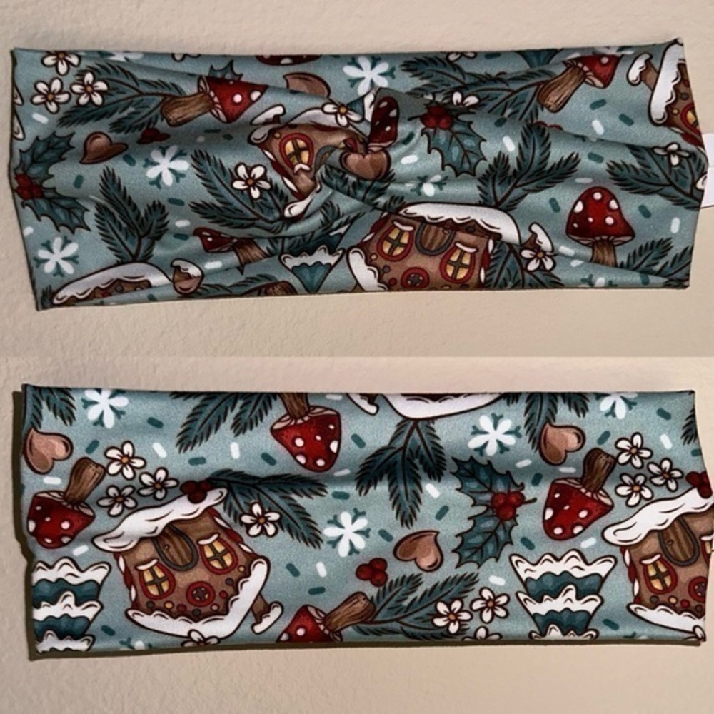 Mushrooms gingerbread houses twist front headband new
